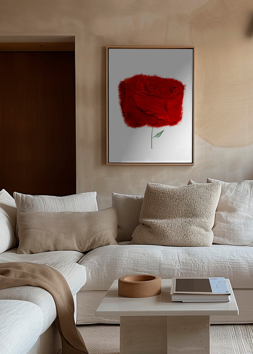 Botanisk poster med röd texturblomma