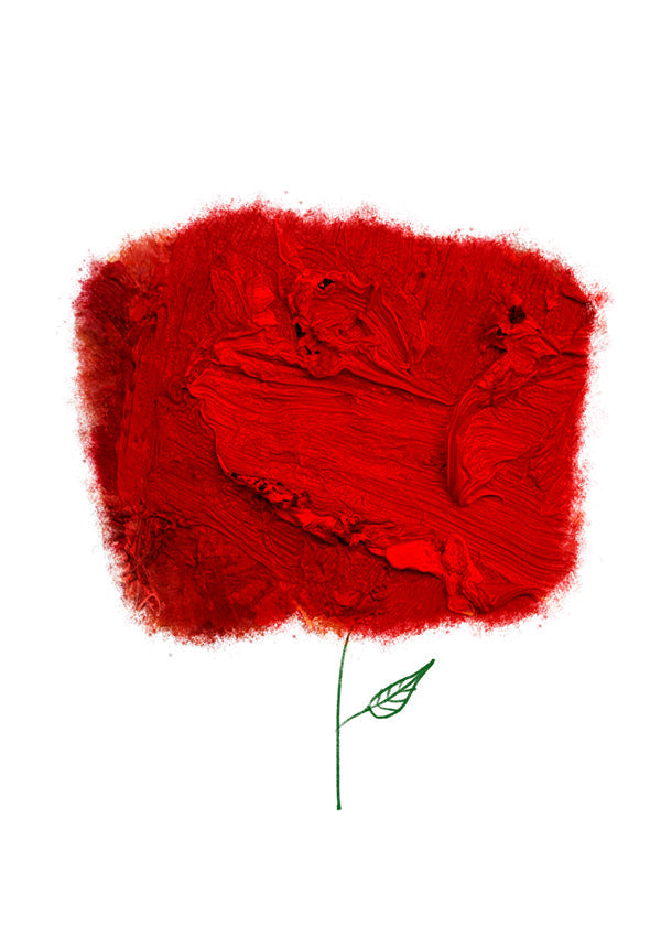 Botanisk poster med röd texturblomma
