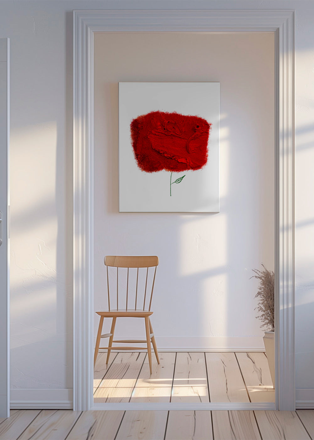 Botanisk poster med röd texturblomma