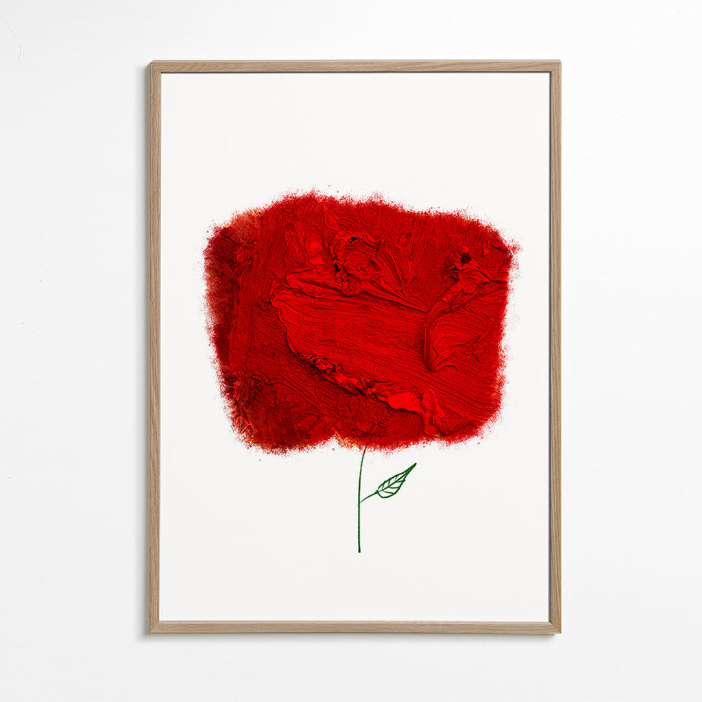 Botanisk poster med röd texturblomma