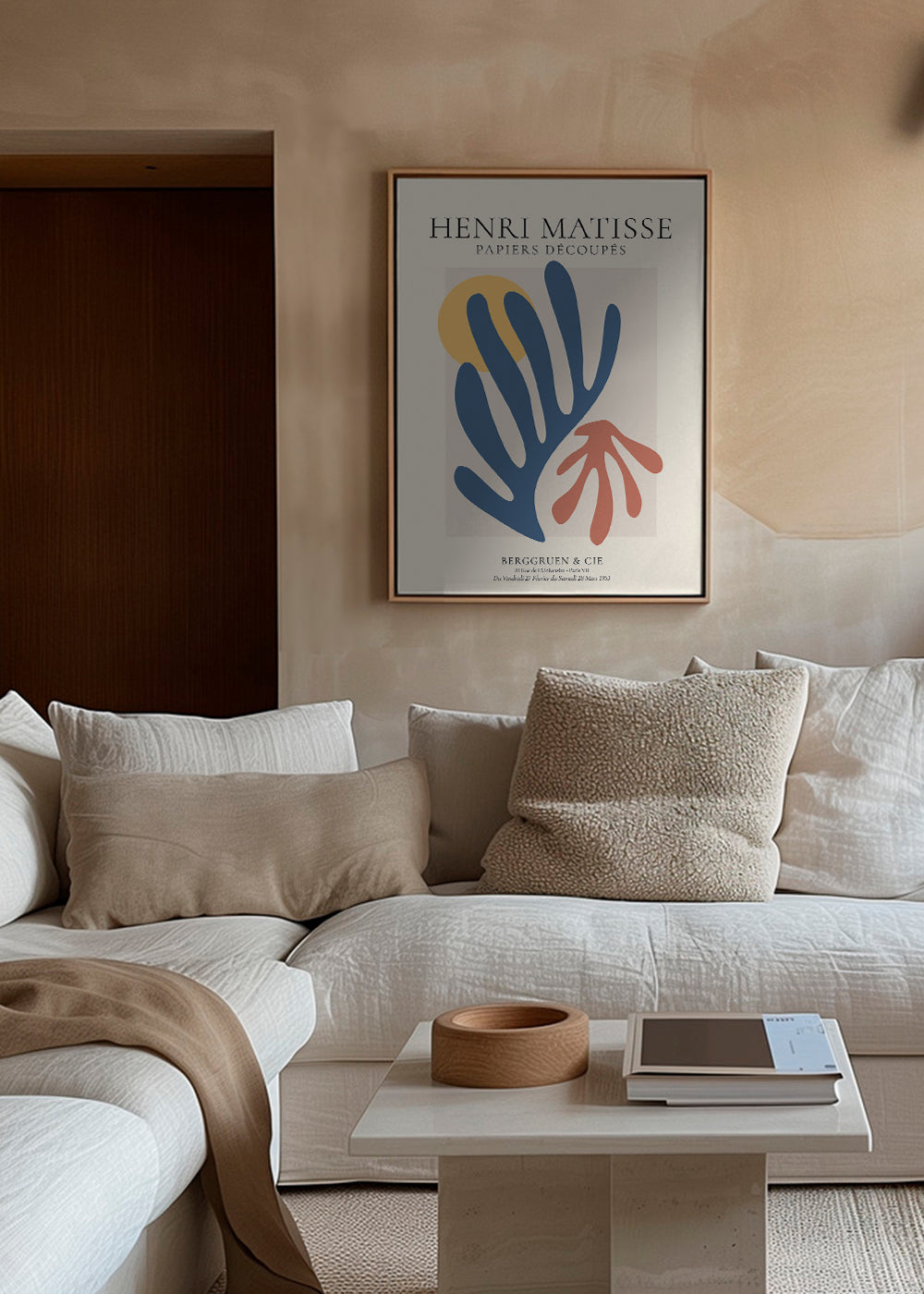 Botanisk print Matisse: utskurna blå och korall