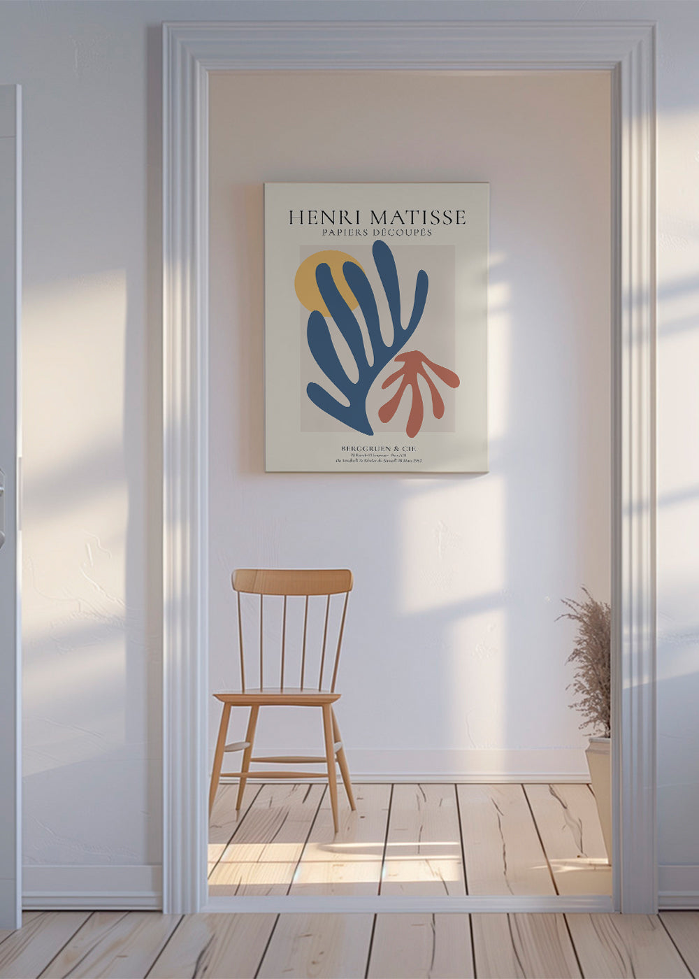 Botanisk print Matisse: utskurna blå och korall