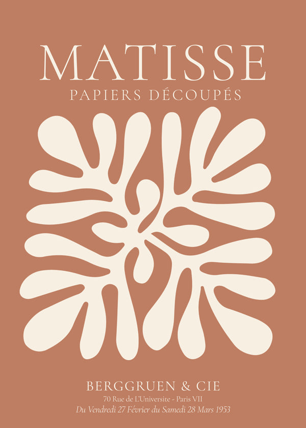 Botanisk poster Matisse: organiska utskärningar på terrakotta