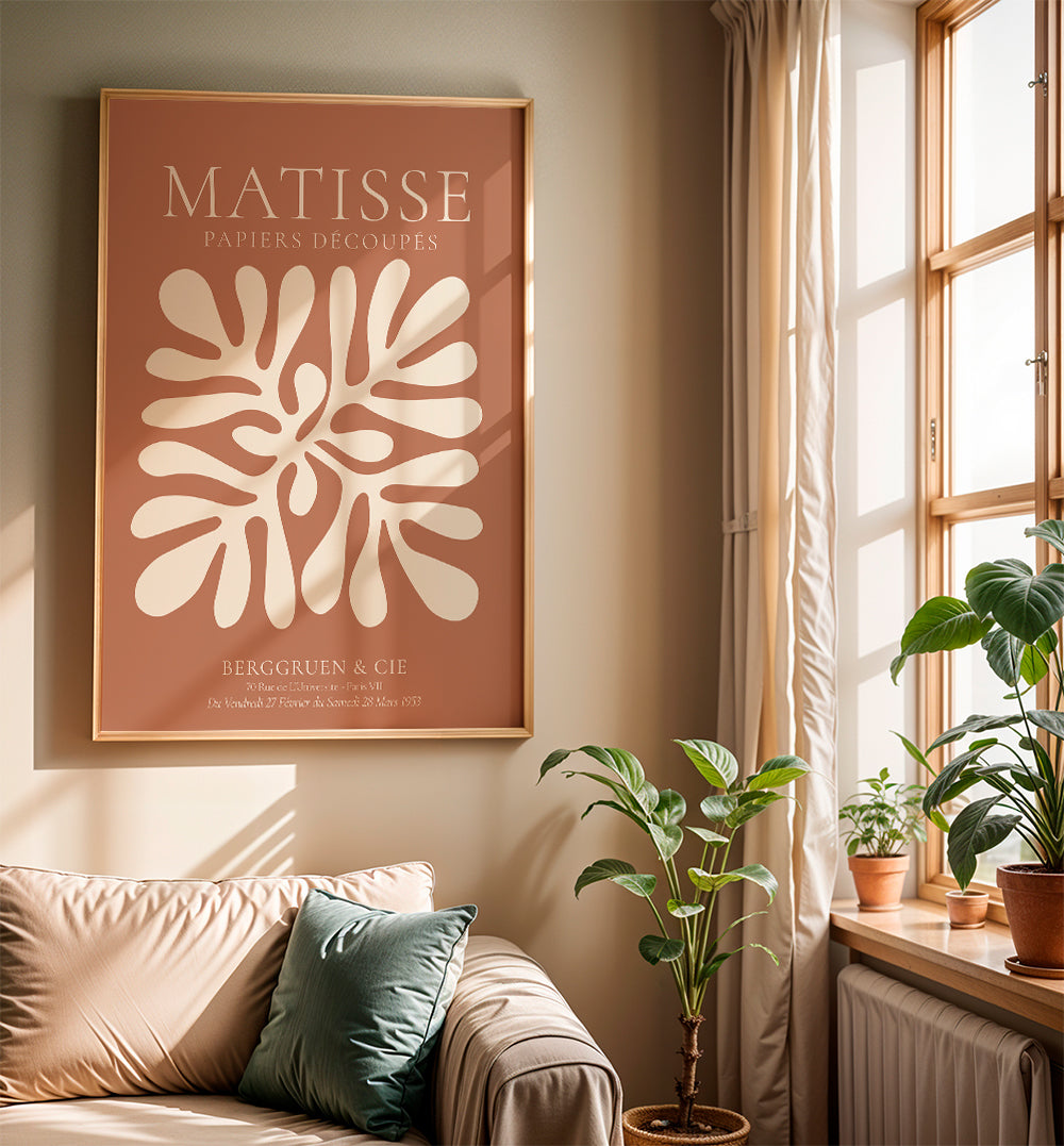 Botanisk poster Matisse: organiska utskärningar på terrakotta