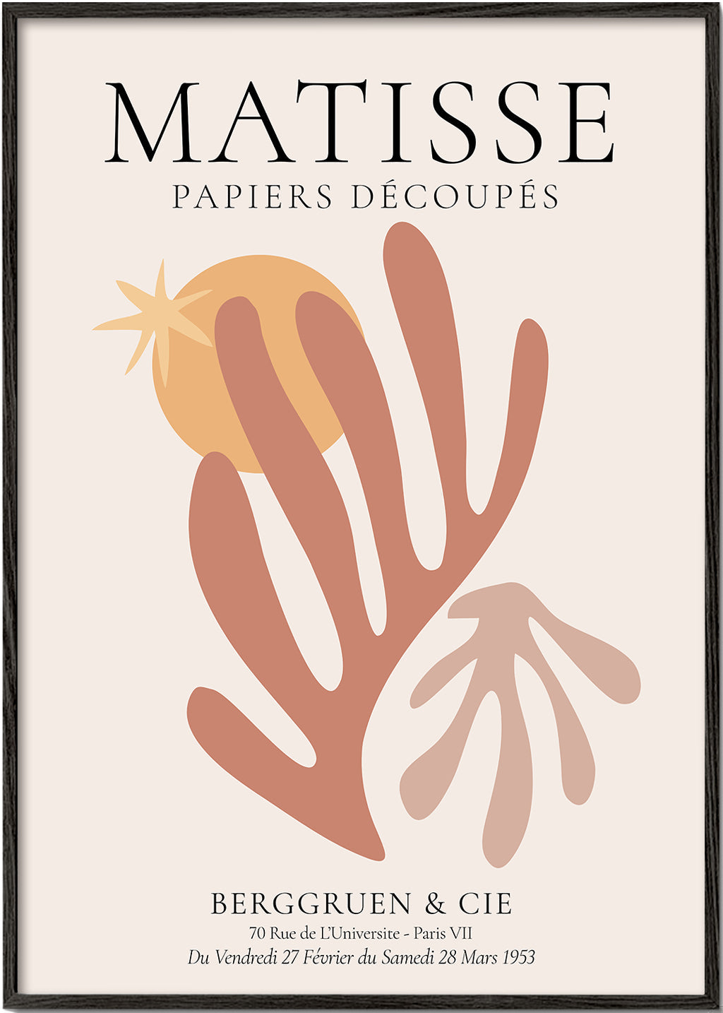 Botanisk poster Matisse utskurna varma toner