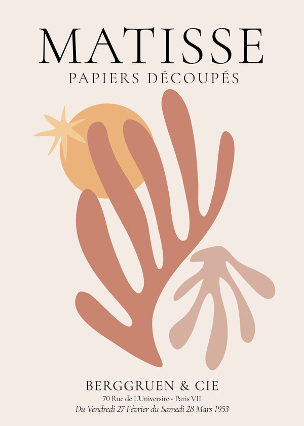 Botanisk poster Matisse utskurna varma toner