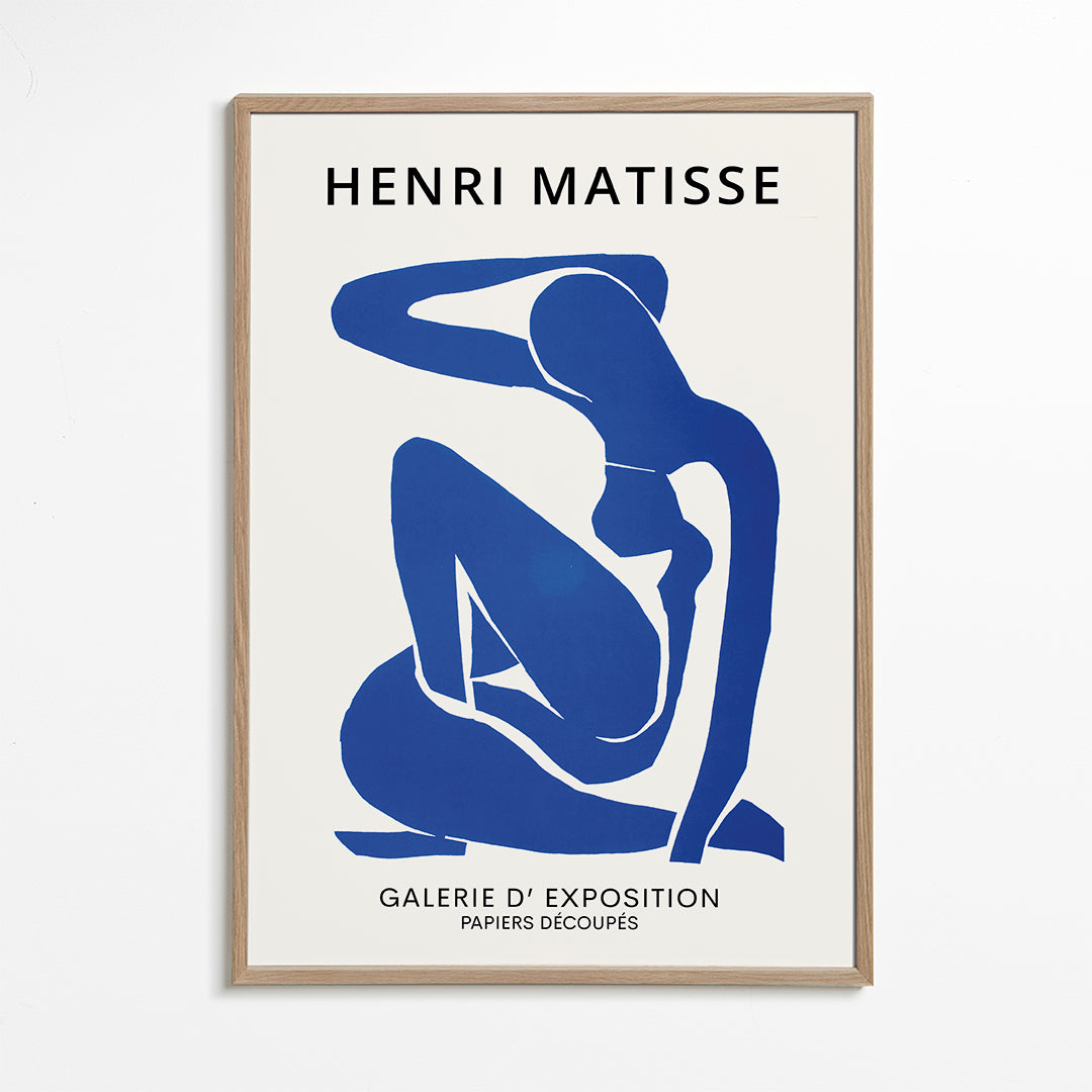Illustration av blå kvinnlig figur utskuren