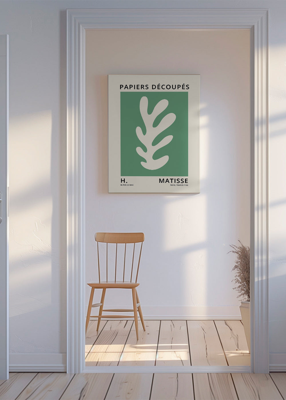 Botanisk affisch med utskuret blad