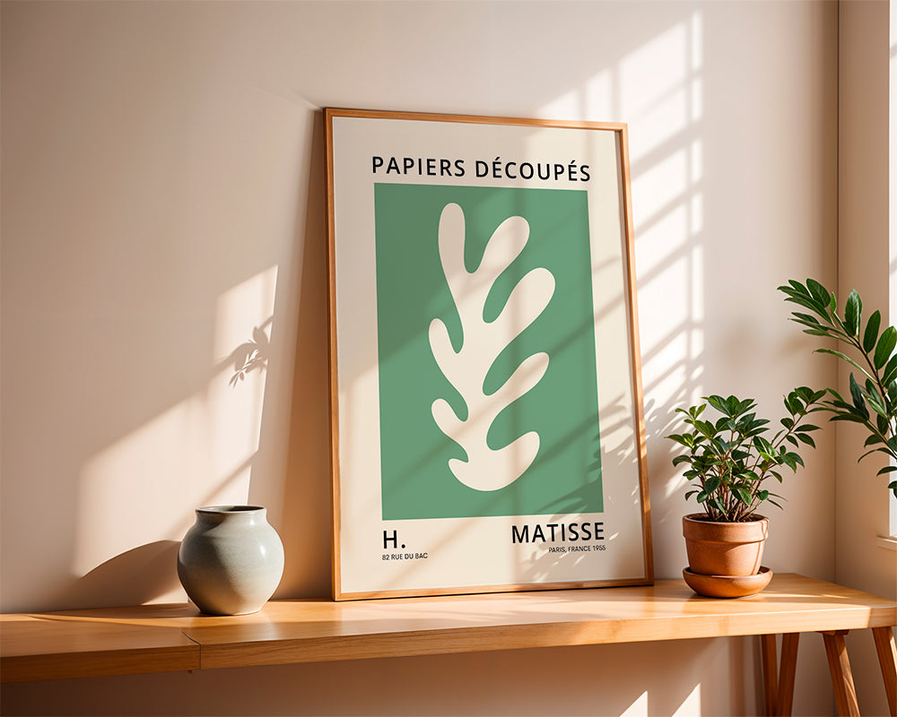 Botanisk affisch med utskuret blad