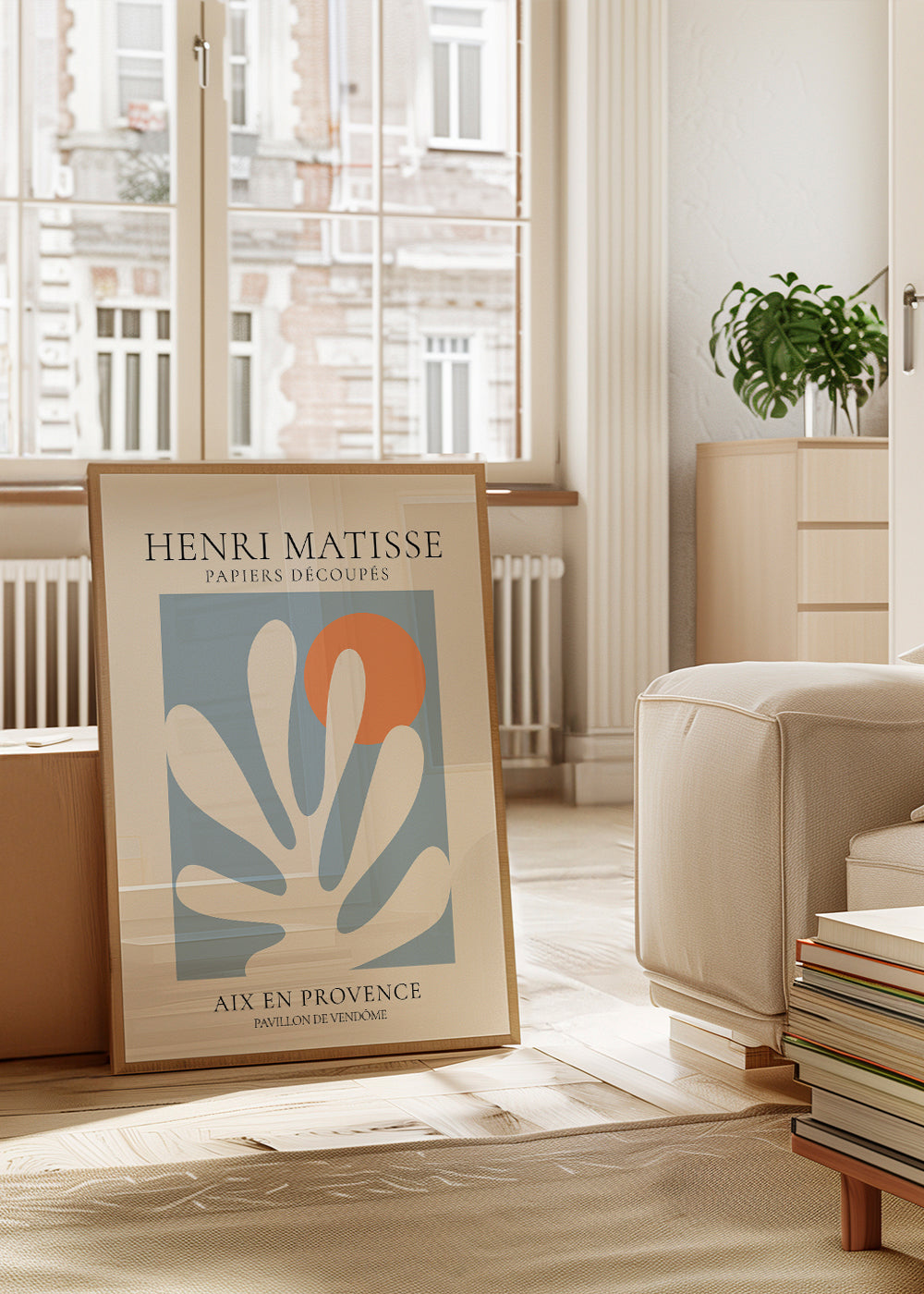 Botanisk print Matisse blå och orange