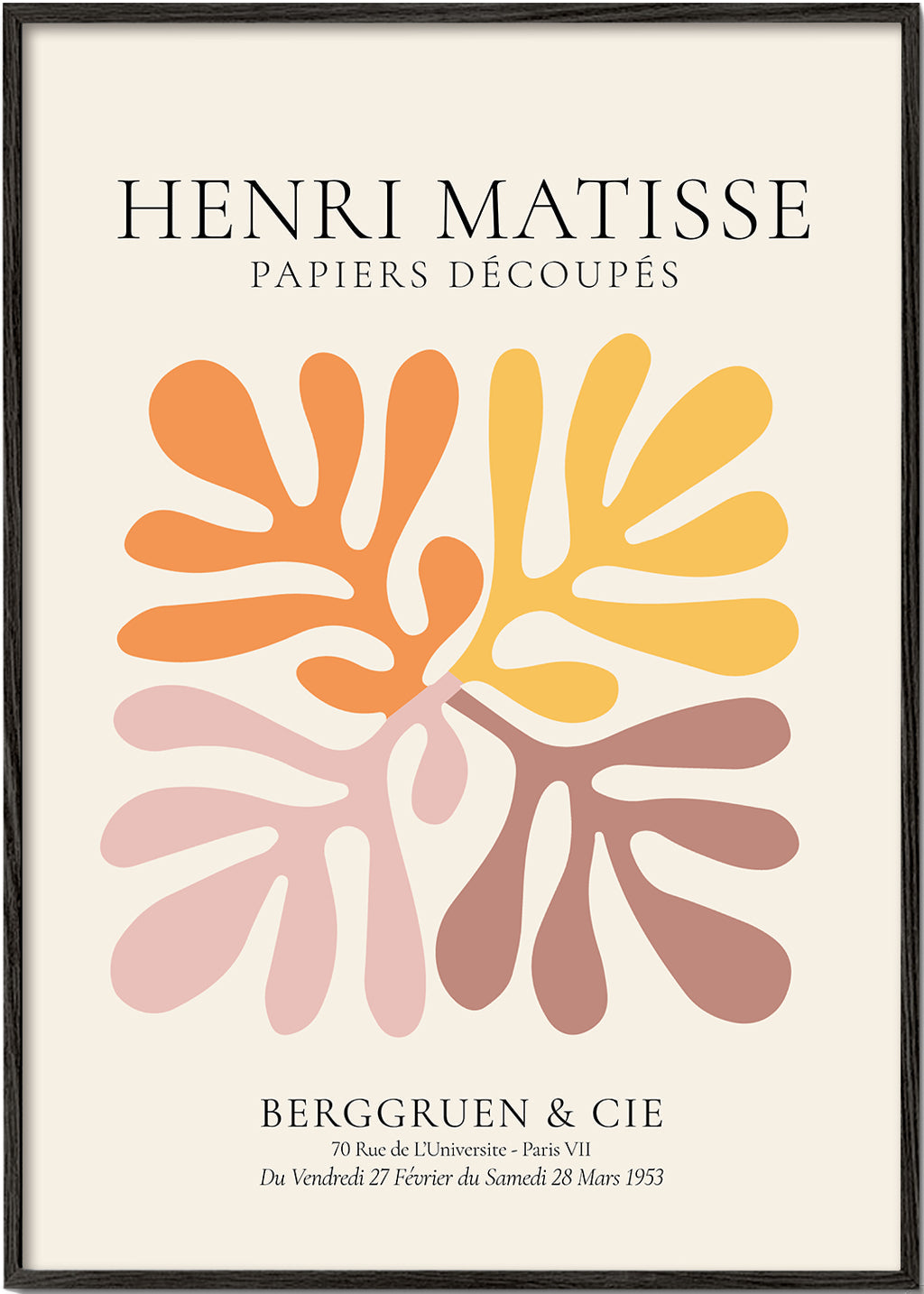 Botanisk poster: Matisse-utskärningar i varma nyanser