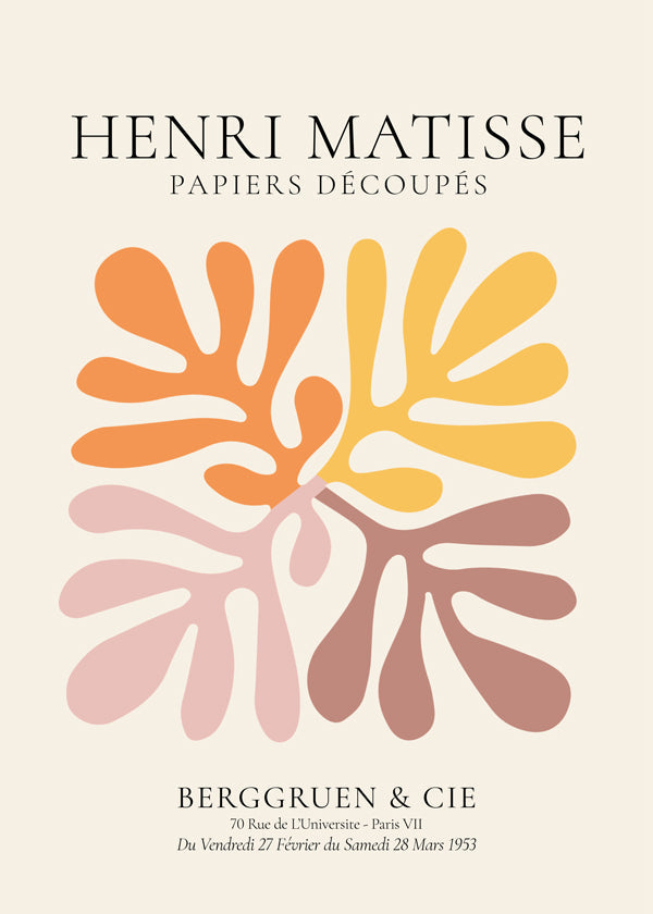 Botanisk poster: Matisse-utskärningar i varma nyanser