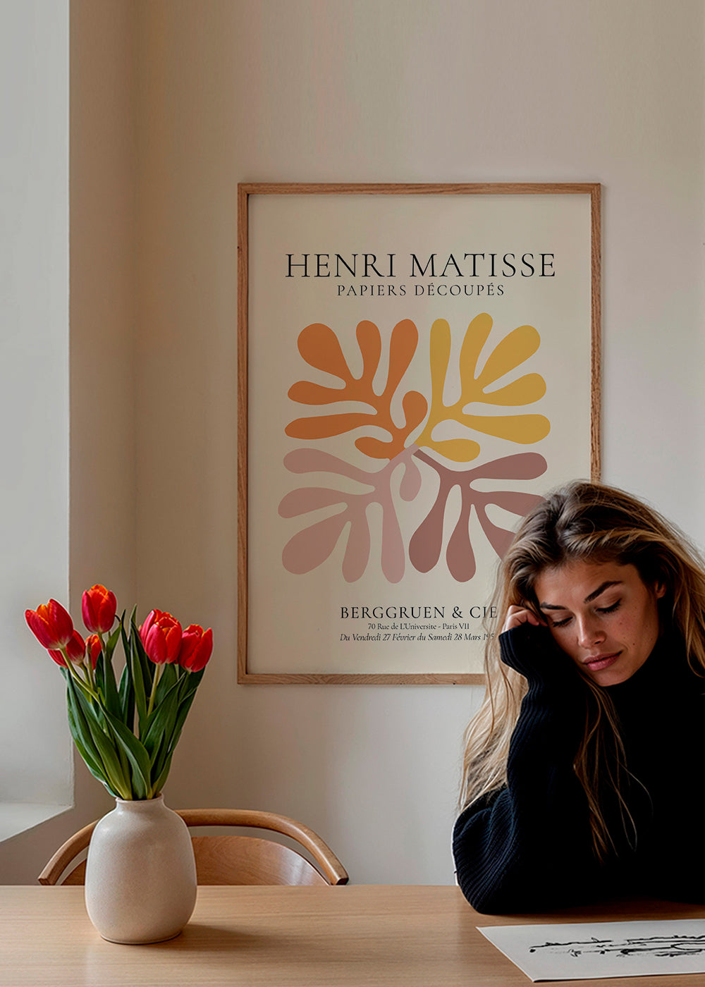 Botanisk poster: Matisse-utskärningar i varma nyanser
