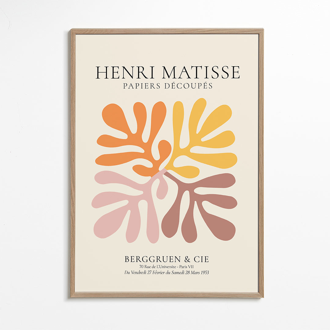 Botanisk poster: Matisse-utskärningar i varma nyanser