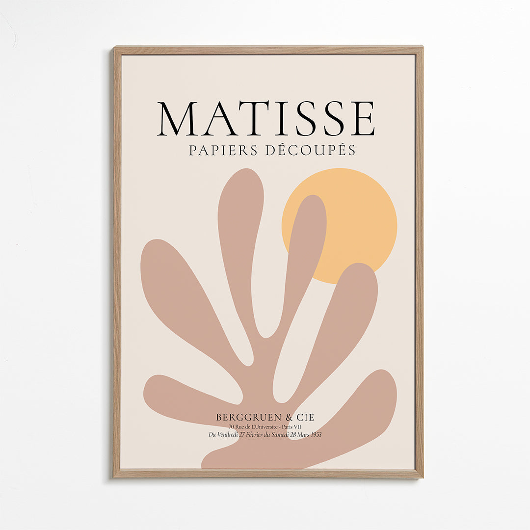 Botanisk poster med organiska former och gul sol
