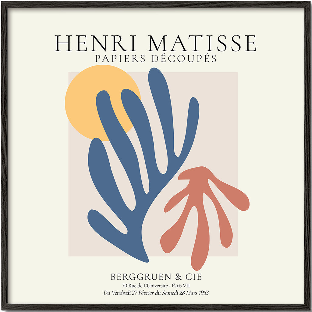 Matisse cutouts-illustration blå och korall