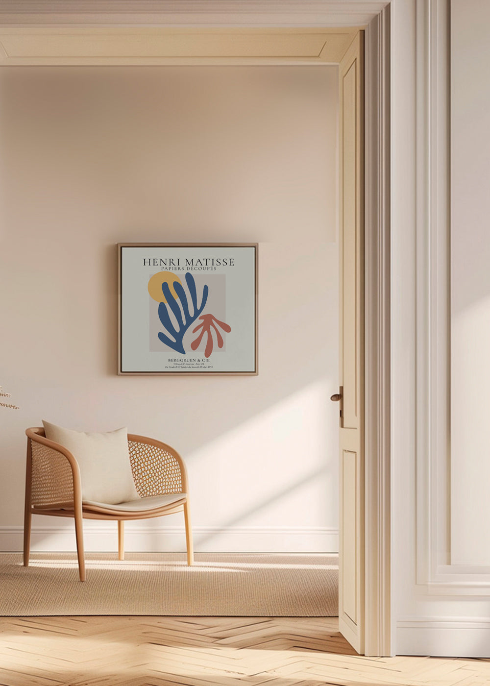 Matisse cutouts-illustration blå och korall