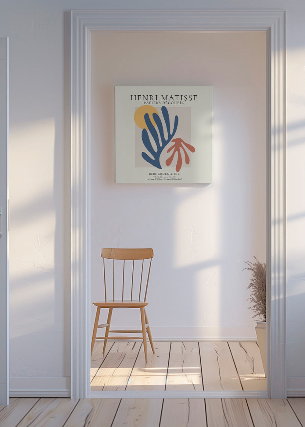 Matisse cutouts-illustration blå och korall