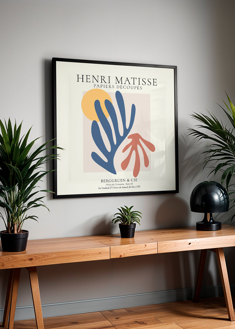 Matisse cutouts-illustration blå och korall