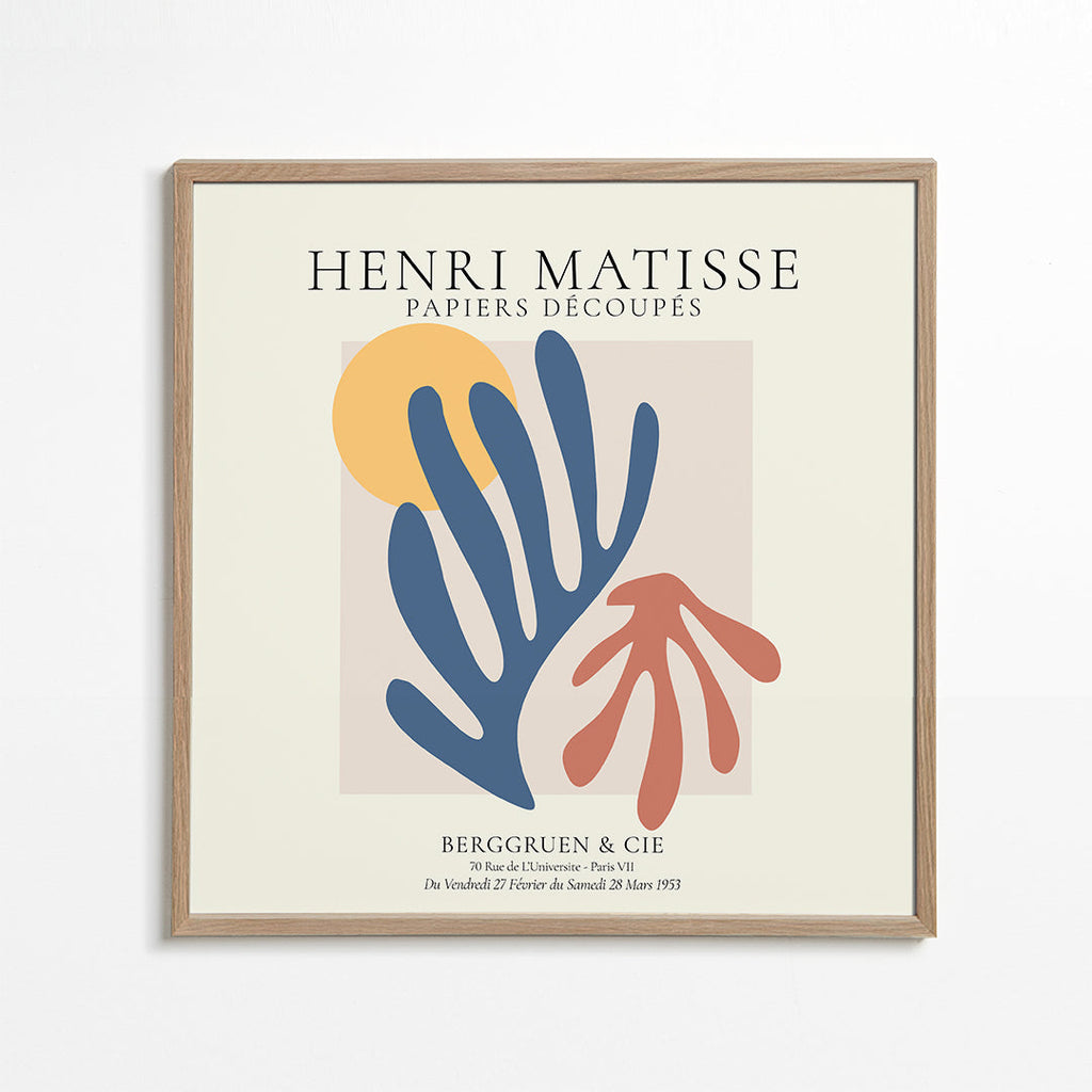 Matisse cutouts-illustration blå och korall