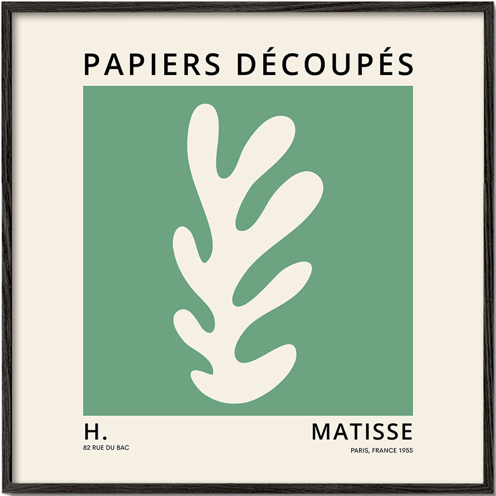 Botanisk poster: grönt utskuret blad i Matisse-stil