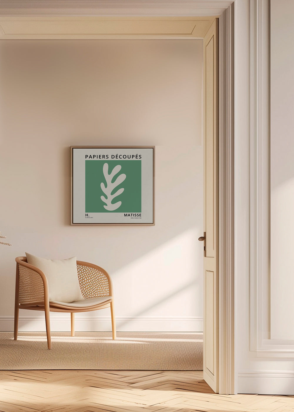 Botanisk poster: grönt utskuret blad i Matisse-stil