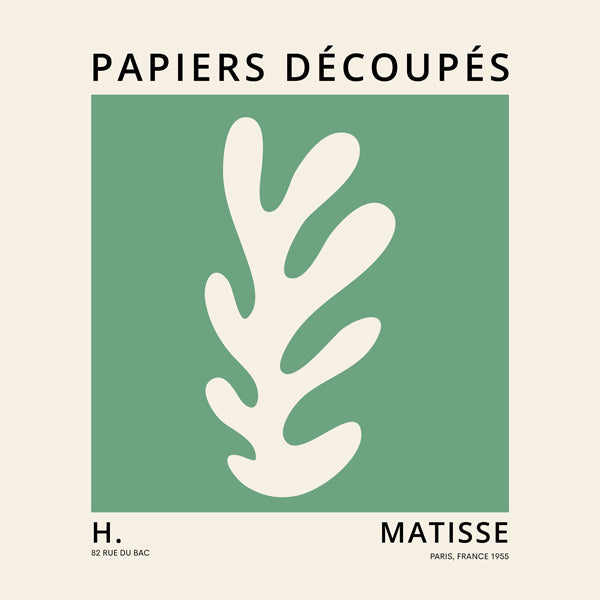 Botanisk poster: grönt utskuret blad i Matisse-stil