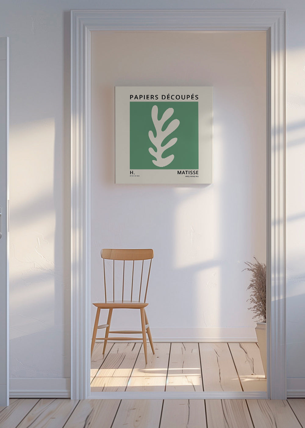 Botanisk poster: grönt utskuret blad i Matisse-stil