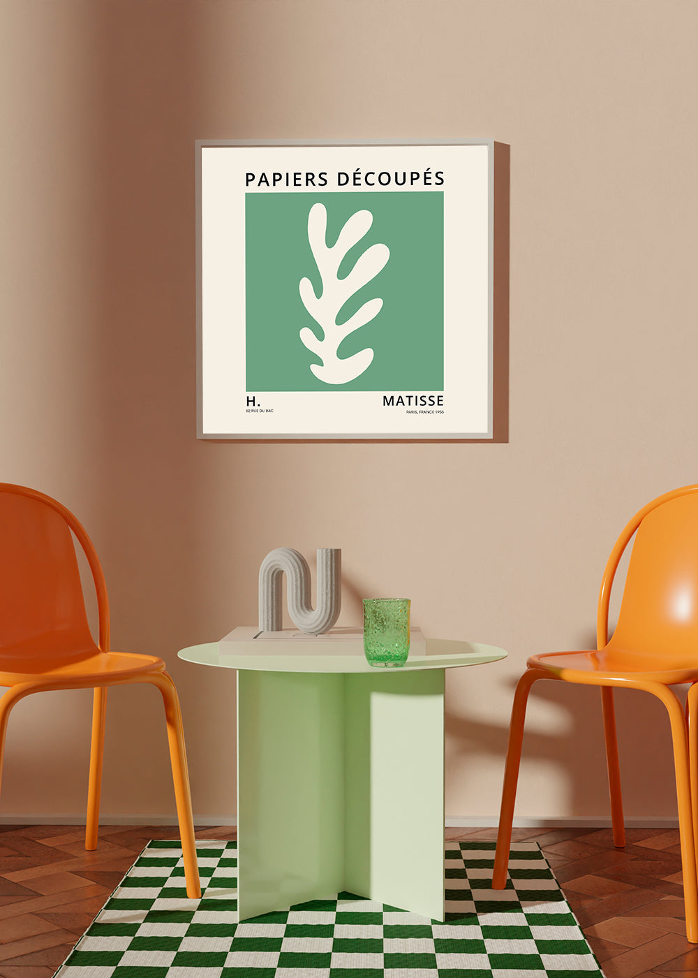 Botanisk poster: grönt utskuret blad i Matisse-stil