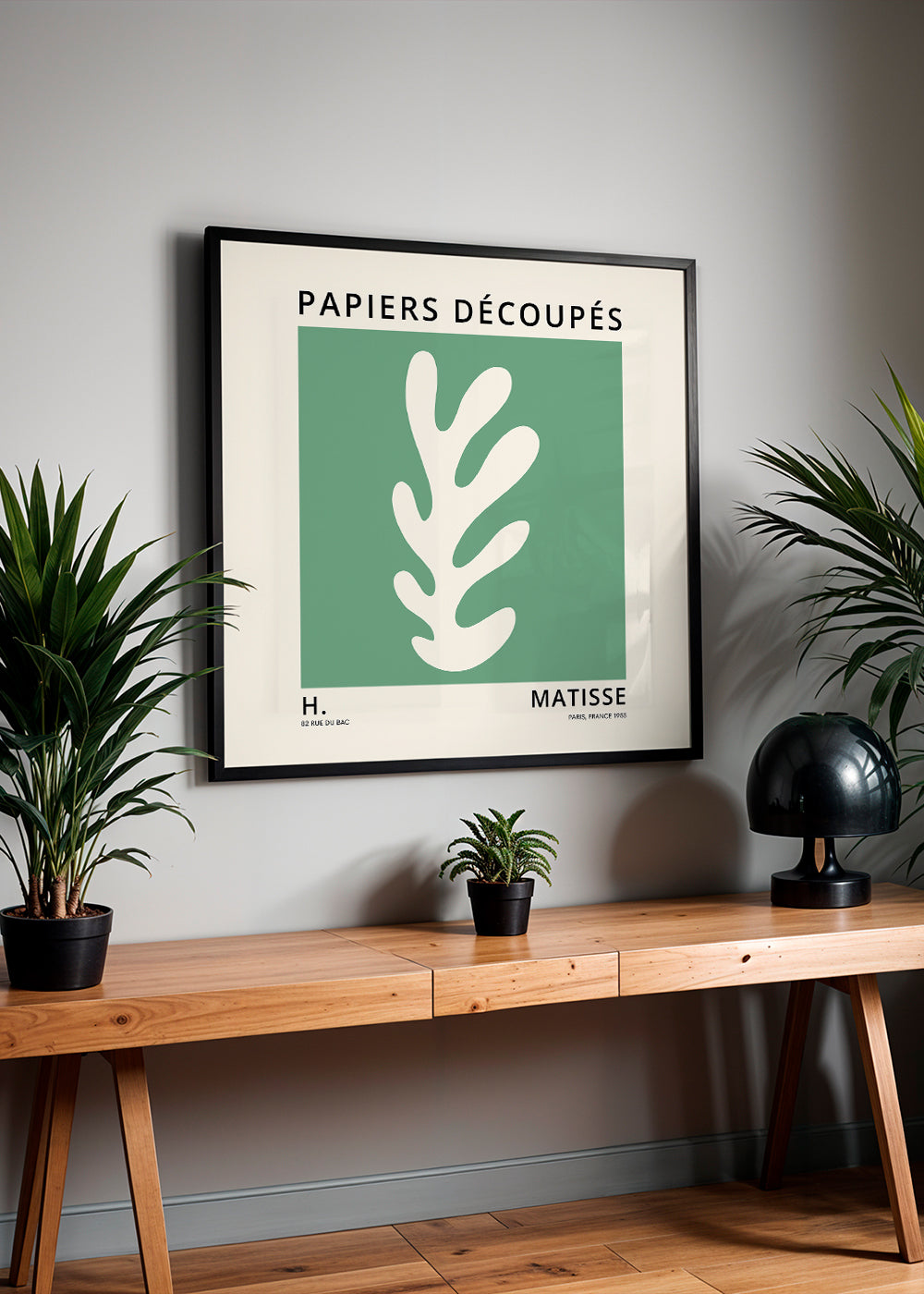 Botanisk poster: grönt utskuret blad i Matisse-stil