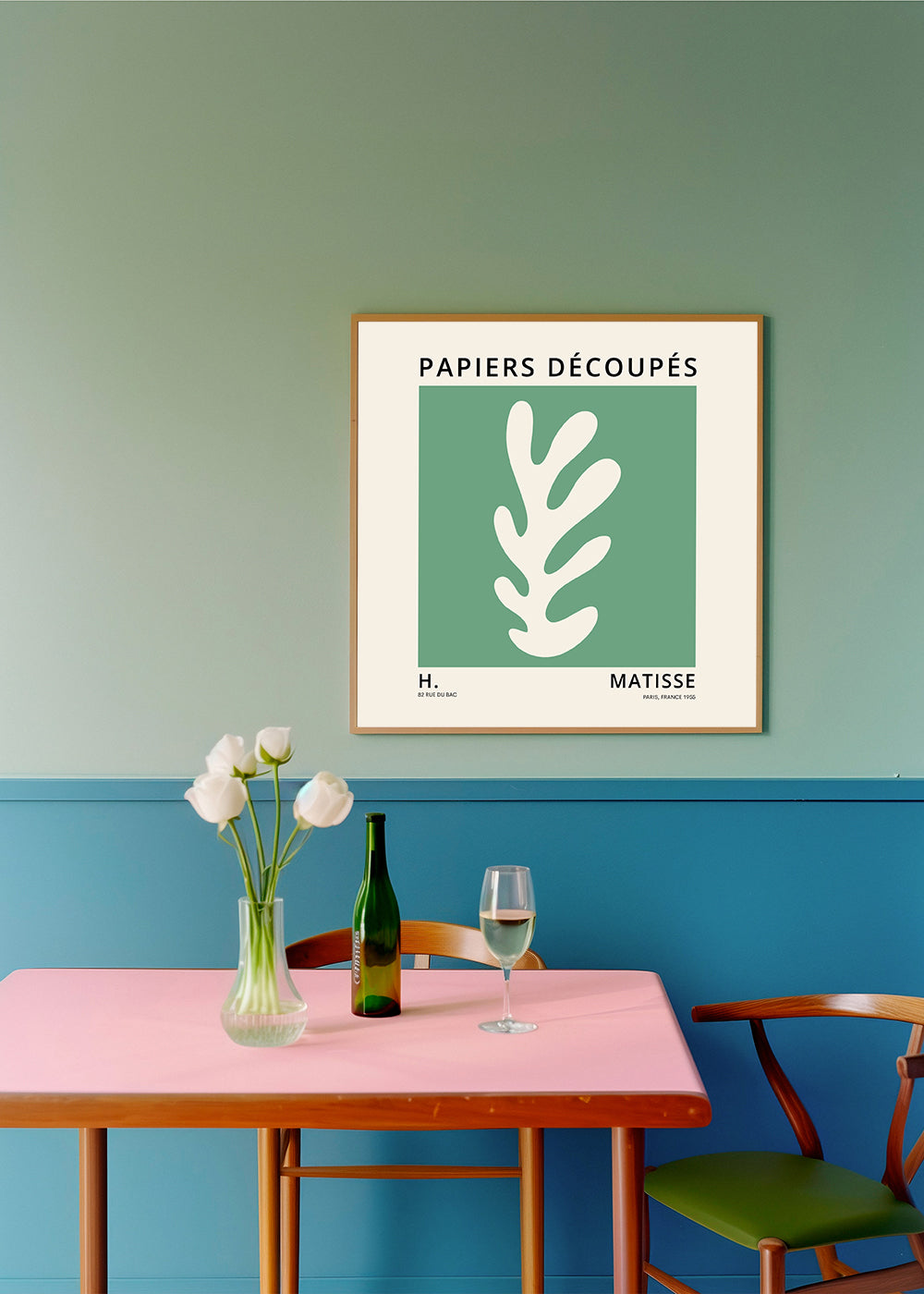 Botanisk poster: grönt utskuret blad i Matisse-stil