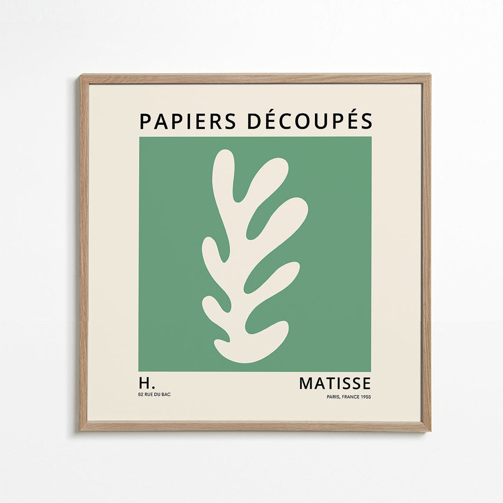Botanisk poster: grönt utskuret blad i Matisse-stil