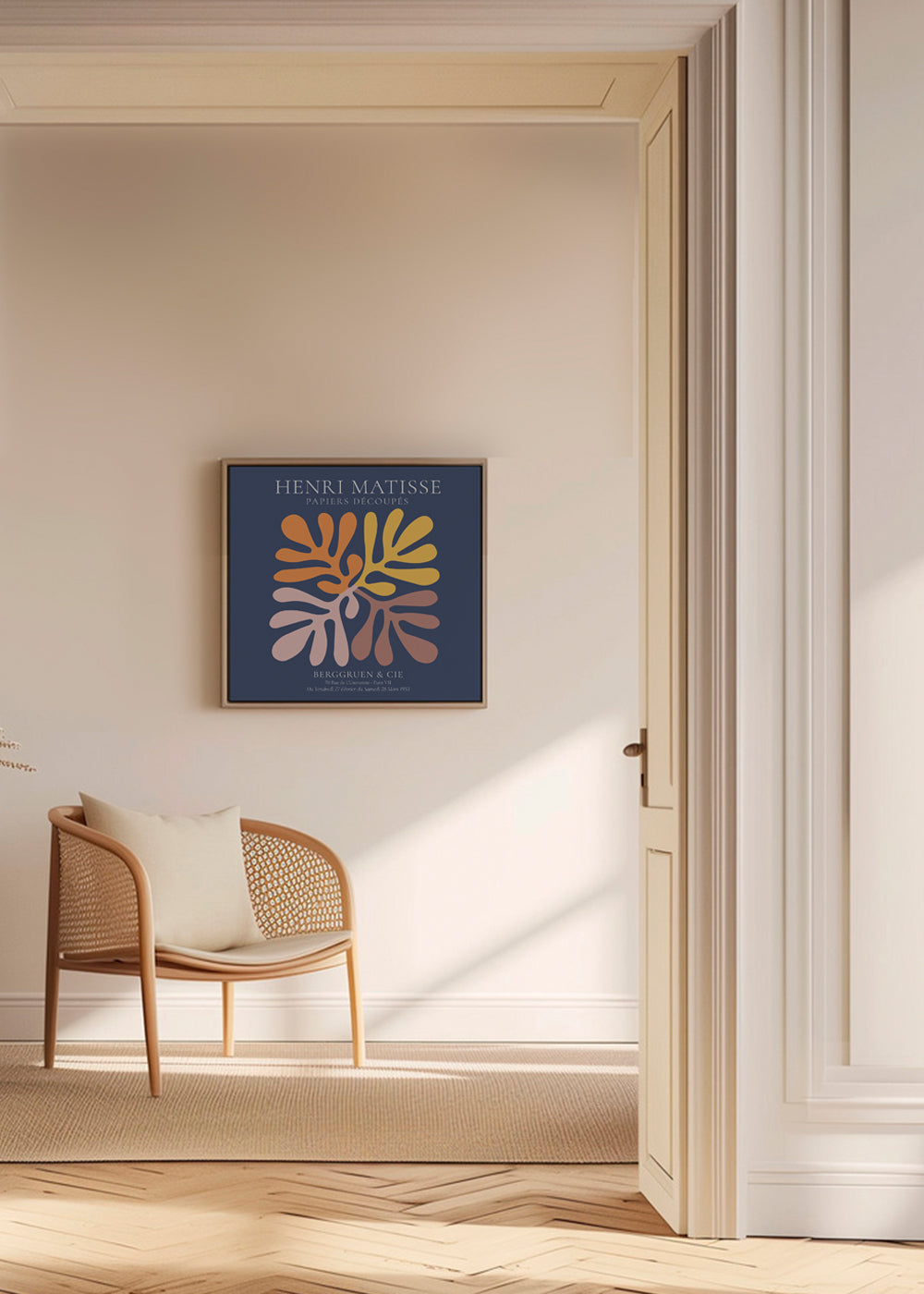 Botanisk poster utskurna blad på mörkblått