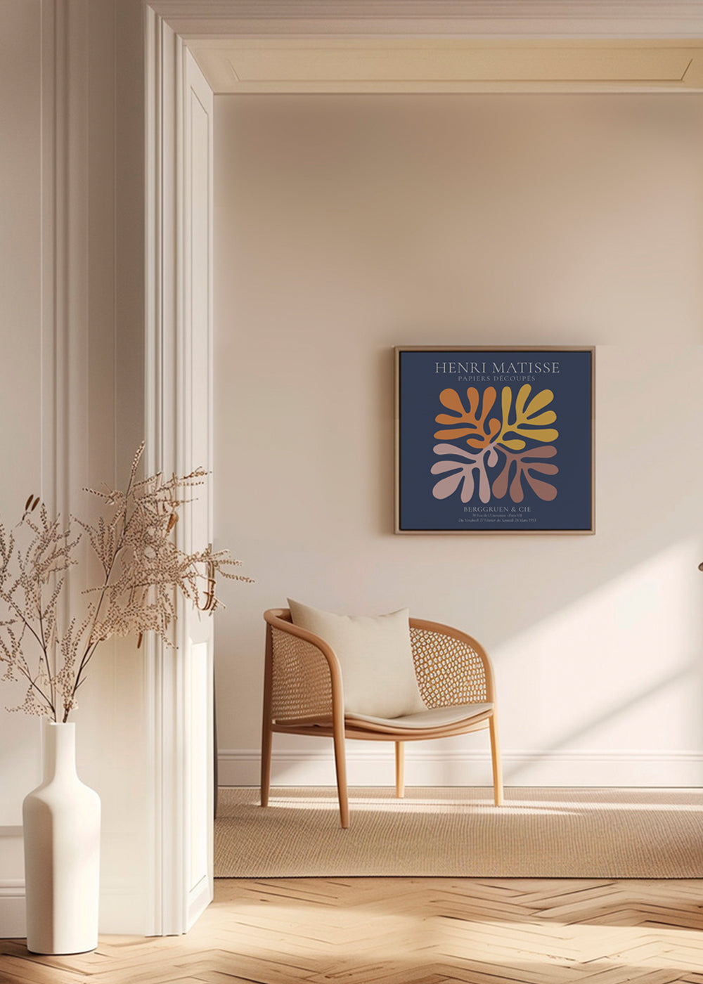 Botanisk poster utskurna blad på mörkblått