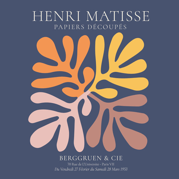 Botanisk poster utskurna blad på mörkblått