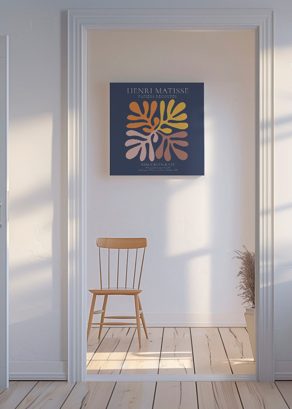 Botanisk poster utskurna blad på mörkblått