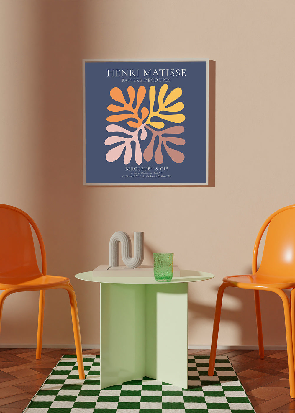 Botanisk poster utskurna blad på mörkblått