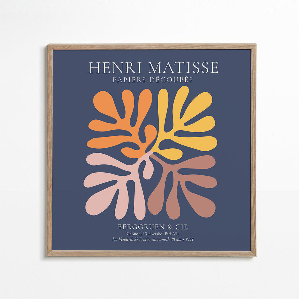 Botanisk poster utskurna blad på mörkblått