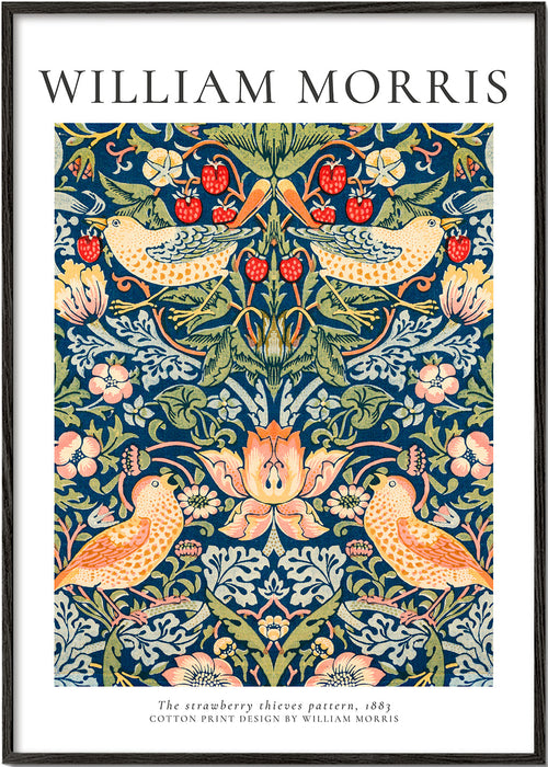 Botanisk tryck William Morris fåglar och jordgubbar