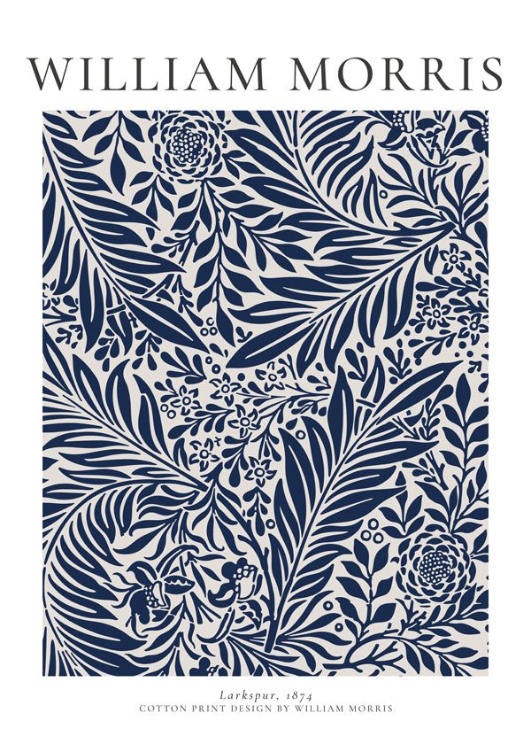 Botanisk poster William Morris Larkspur blå