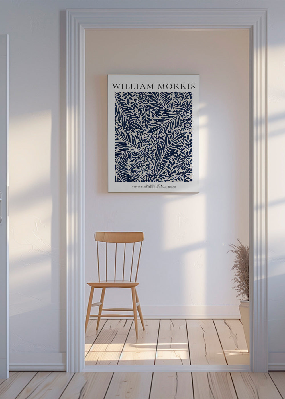 Botanisk poster William Morris Larkspur blå