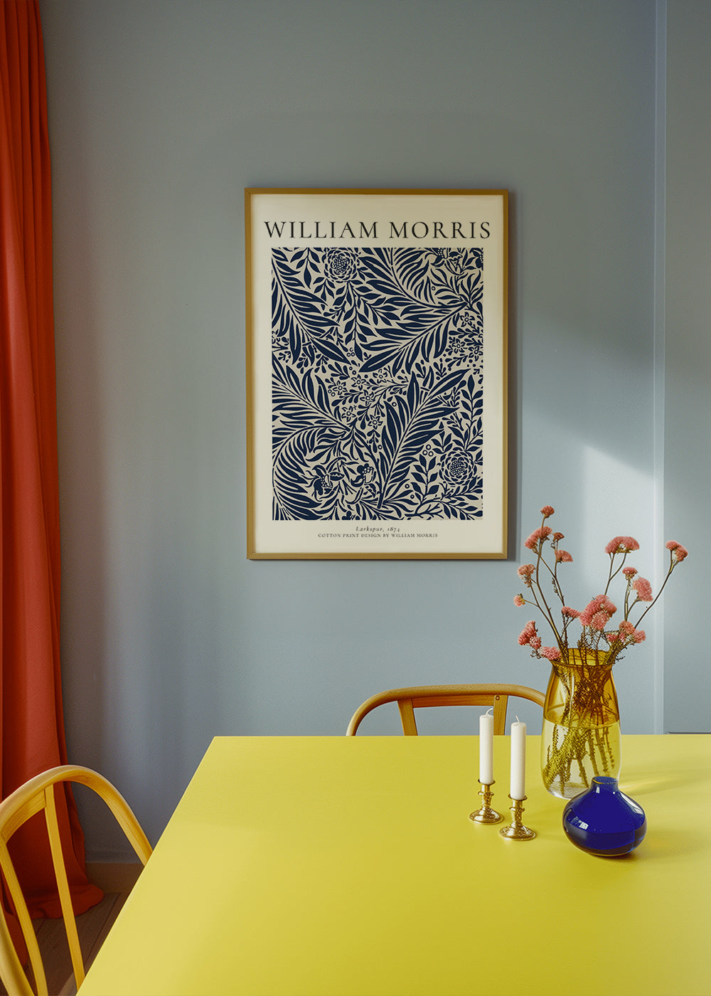 Botanisk poster William Morris Larkspur blå