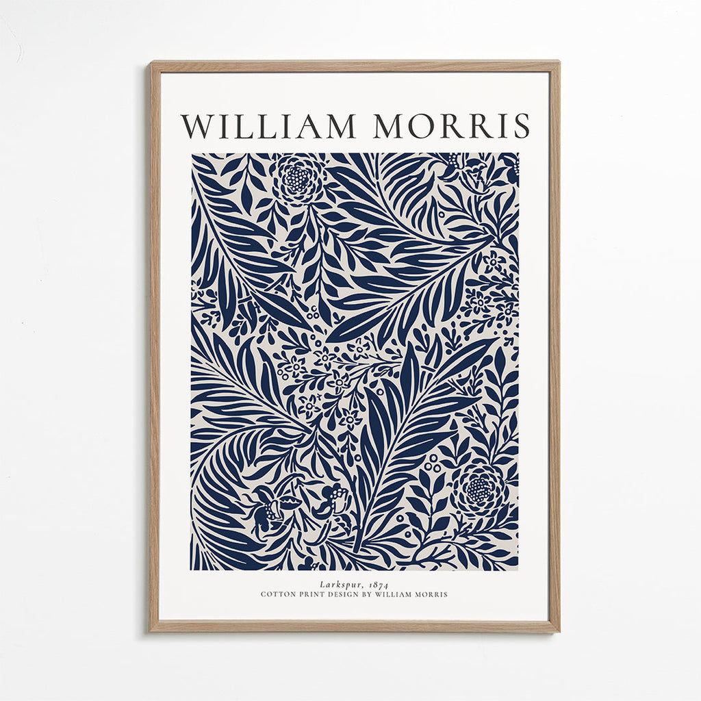 Botanisk poster William Morris Larkspur blå