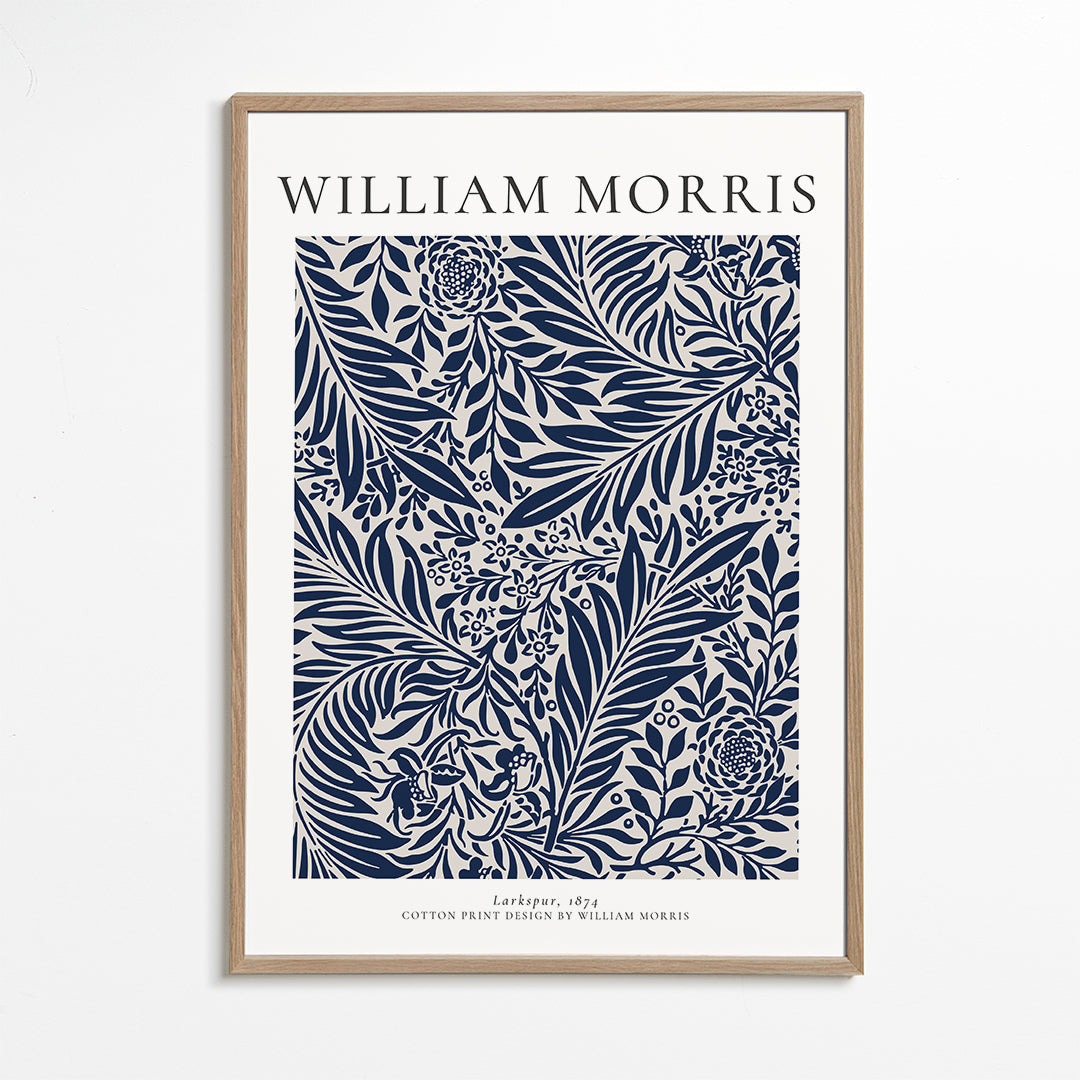Botanisk poster William Morris Larkspur blå