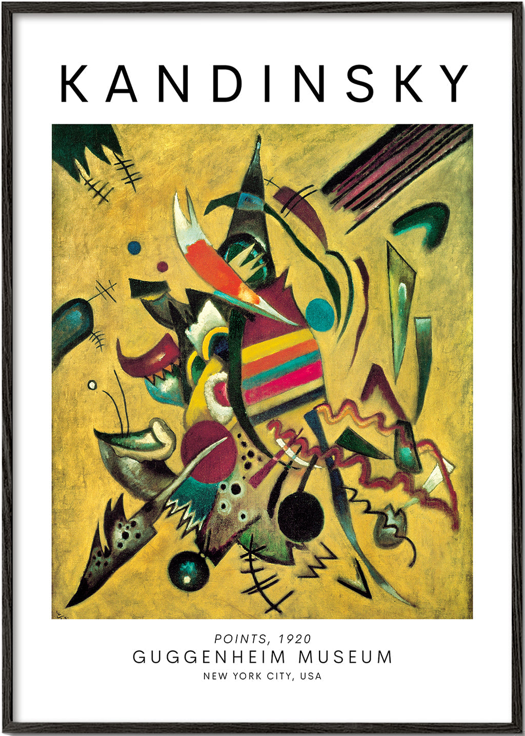 Abstrakt konst i Kandinsky-stil med färgglada prickar