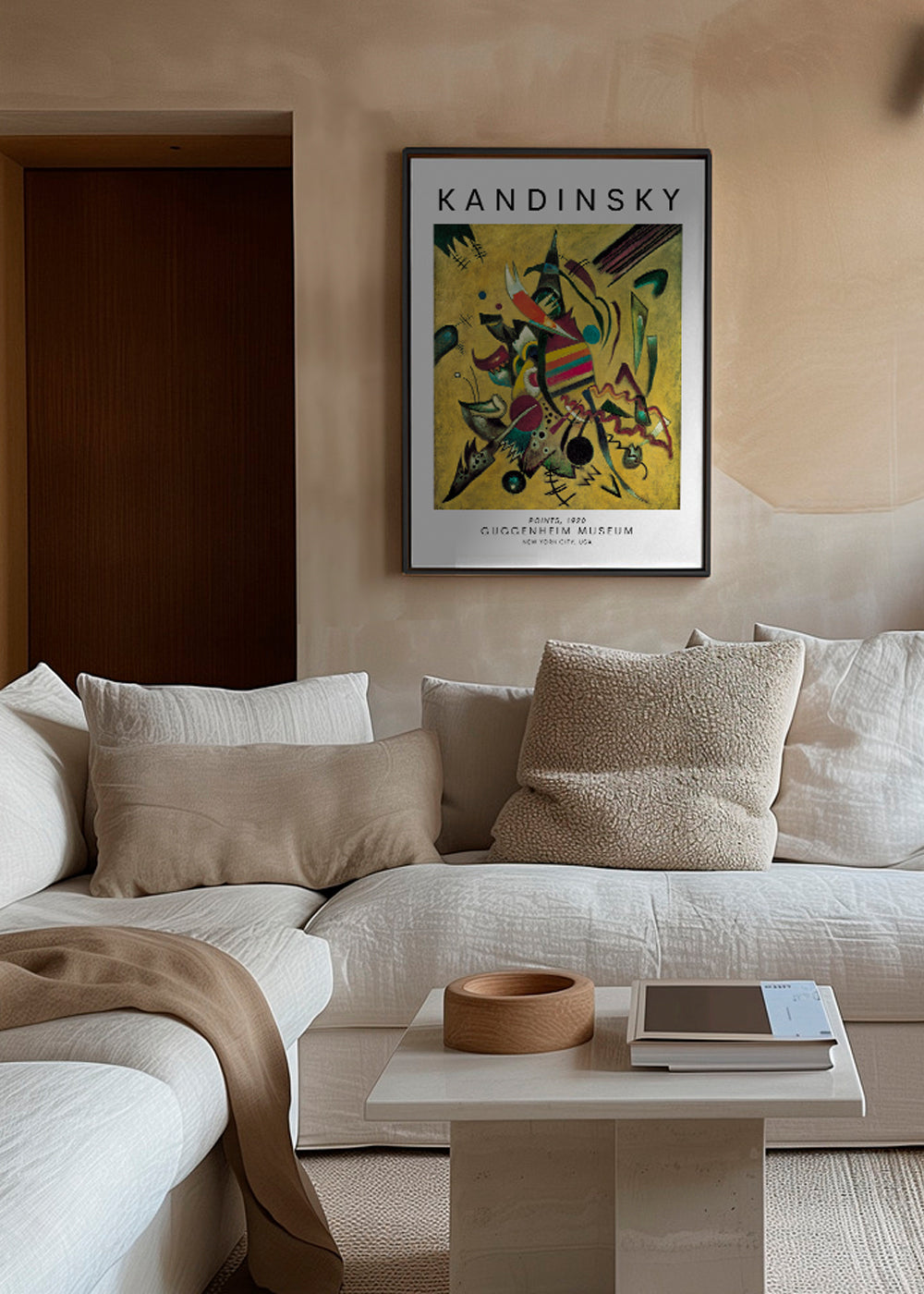 Abstrakt konst i Kandinsky-stil med färgglada prickar
