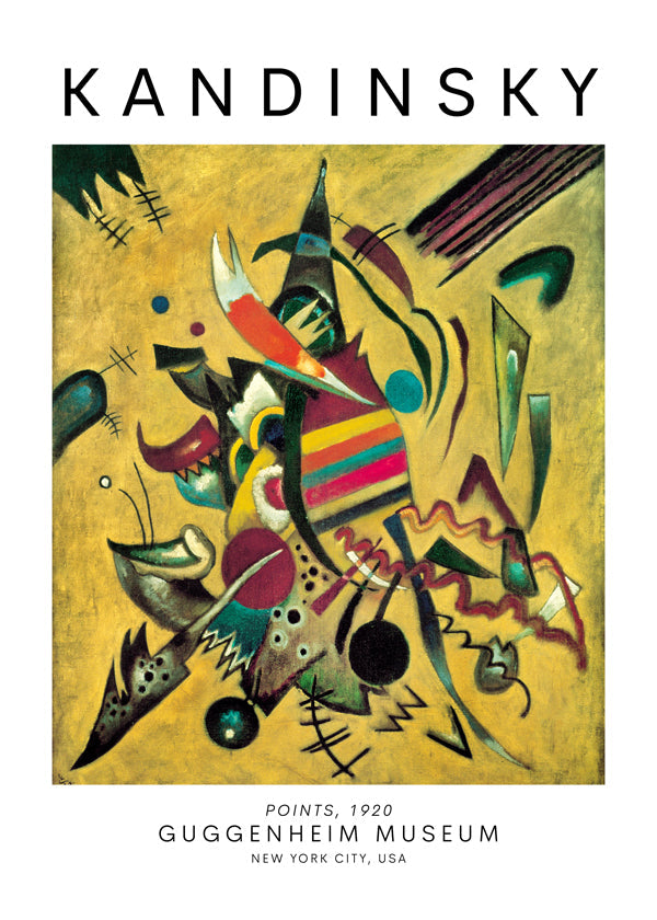 Abstrakt konst i Kandinsky-stil med färgglada prickar