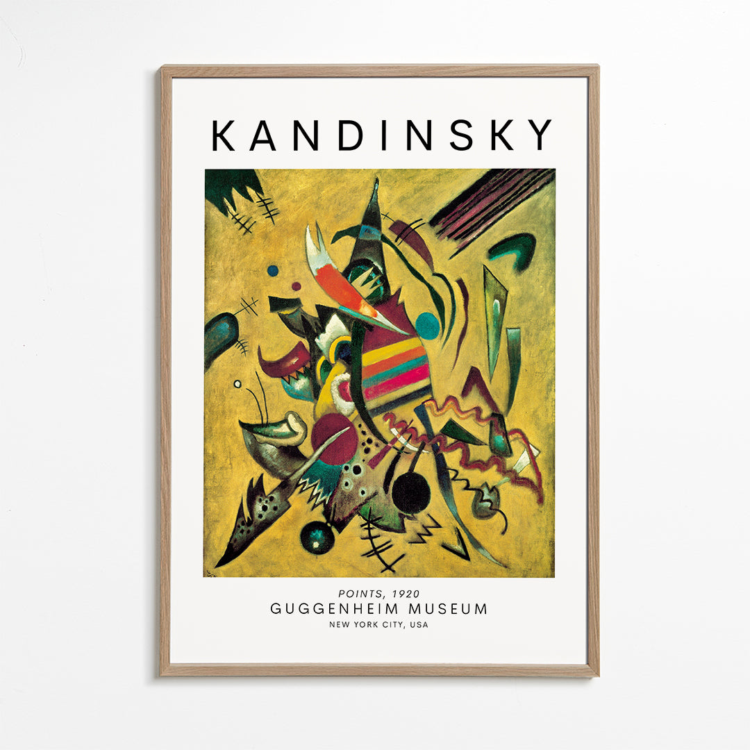Abstrakt konst i Kandinsky-stil med färgglada prickar