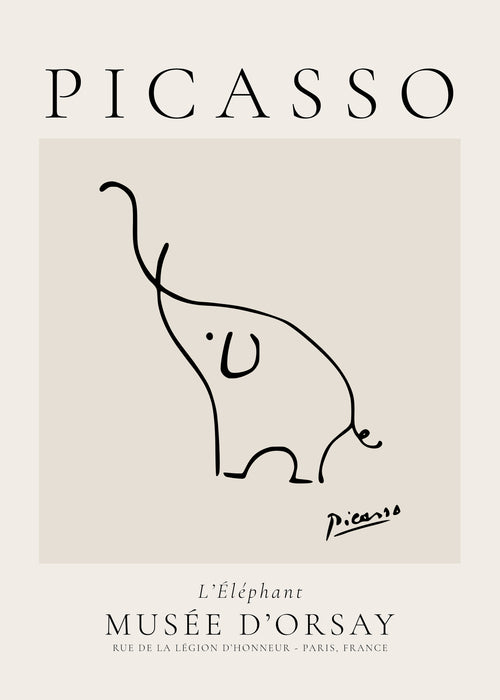 Pablo Picasso Animals Drawings the elephant - Unframed art print