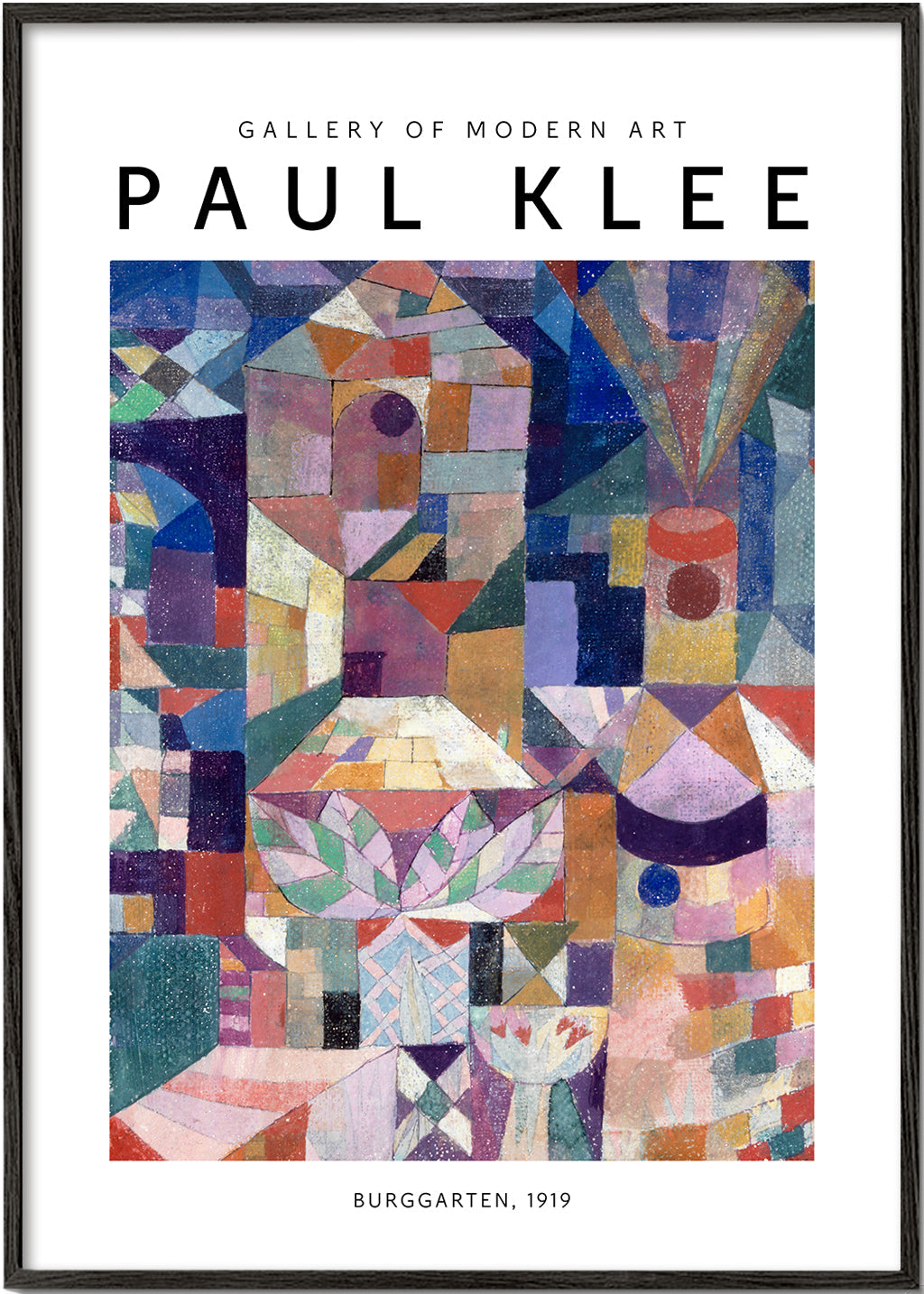 Abstrakt konstverk med geometriska former och färg, Klee studie 1919
